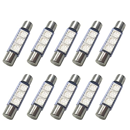 Ruiandsion Lot de 10 ampoules navettes LED bleues super lumineuses 5050 3SMD pour intérieur de voiture, plafonnier, carte, miroir