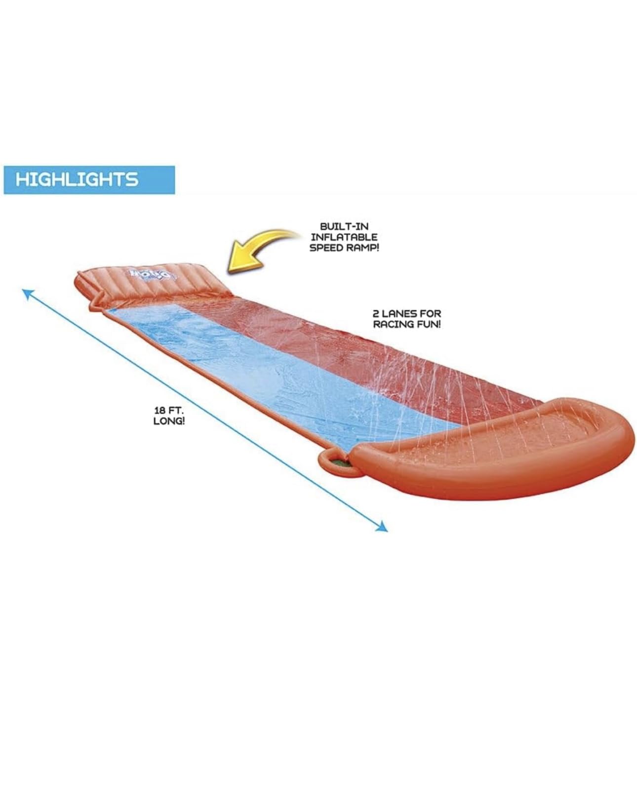 Richtots Premium H2OGO! Double Lane Inflatable Water Slide | Includes Speed Ramp & Splash Landing | Great Outdoor Summer Toy for Family Fun, Multicolor - Image 7 thumbnail