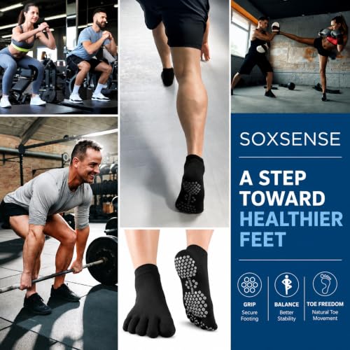Image of Soxsense Soccer Grip Toe Socks, Non-Slip Socks for Sports & Pilates