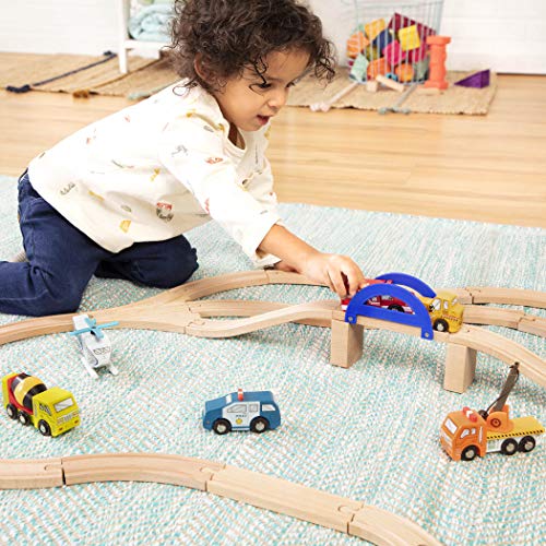 Battat - Wooden Vehicles – Miniature Wooden Toys, Including Toy Cars, Toy Trucks, Toy Helicopter & Ambulance, For Kids Age 3-Year-Old & Up (6-Pcs) #TOP2