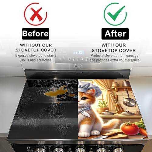 Image of Nuxovilar Chef Cat Stove Cover Diatom Mud 20.47x28.34 In