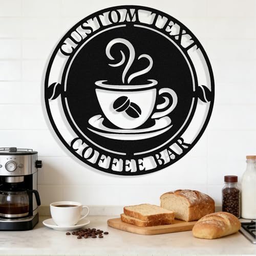 Image of Personalized Coffee Bar Metal Sign, Custom Coffee Signs, Custom Coffee Name Signs for Cafe Station, Coffee Wall Art Decor for Kitchen, Cafe Shop Decor, Cafe Lover Gift