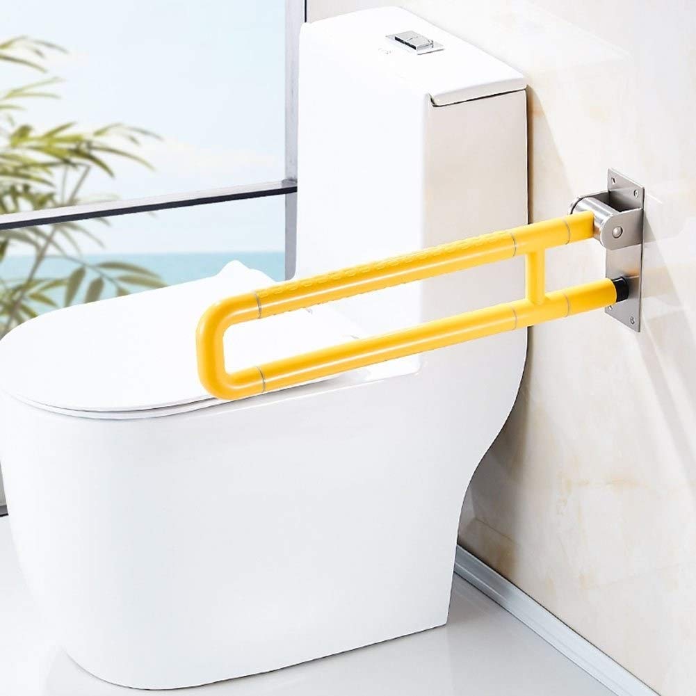 Barras de Apoyo para baño, pasamanos de Acero Inoxidable Plegables, Tubo Exterior de Nailon, Barra de Seguridad abatible en Forma de U para Inodoro, para Personas Mayores.
