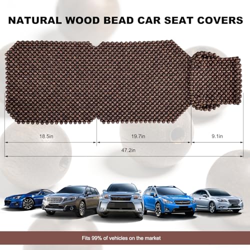KAUEGOW Natural Wood Beaded Seat Cover, Breathable Bead Massaging Cushion Cool Seat Pad for Comfortable Driving, Massage Cushion Keeps Back from Getting Sweaty for Car Truck SUV (Coffee) by KAUEGOW - Used condition - Image 2
