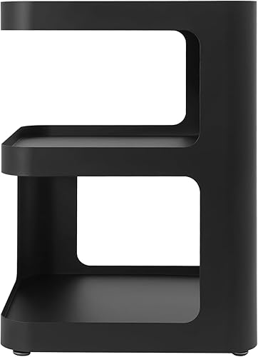 Miniatura 8 de Mesa auxiliar moderna de metal, mesita de noche de acero al carbono de 3 niveles, mesa auxiliar pequeña con almacenamiento abierto, mesa decorativa