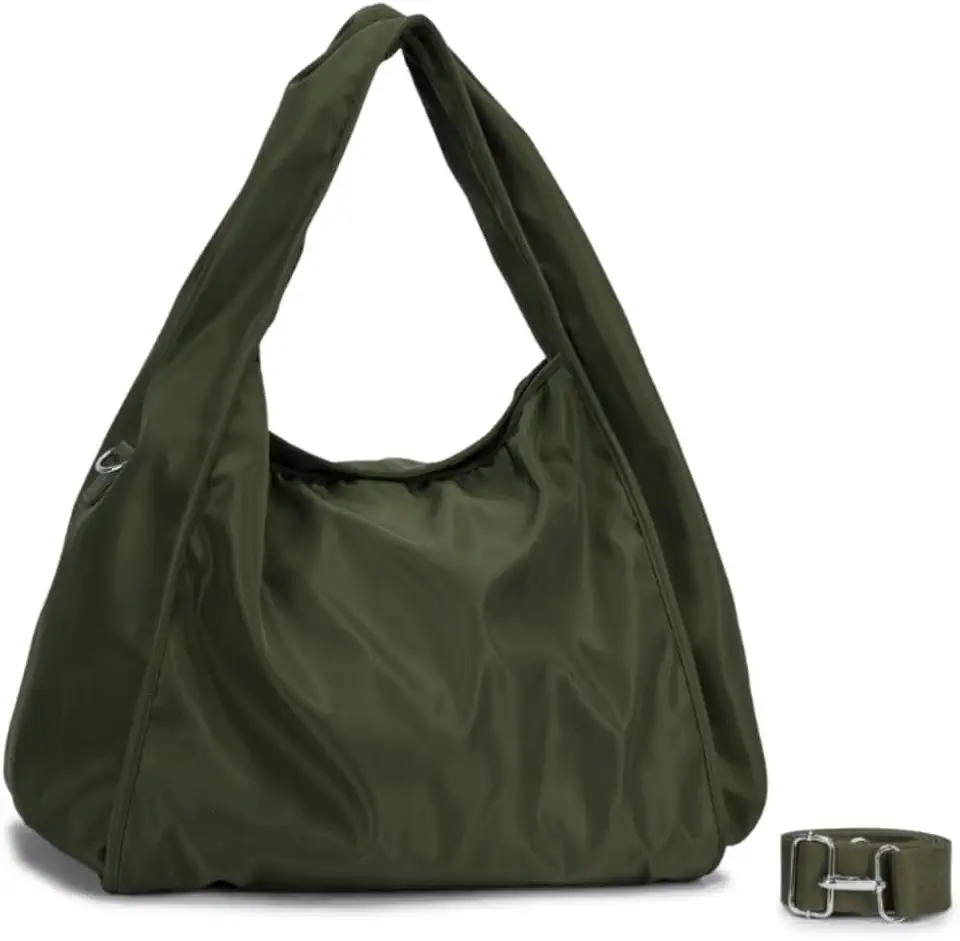 Bolsa Nylon Feminina Hobo para Faculdade, Trabalho, Academia e Uso Diário - Bolsa Universitária Lateral de Ombro Impermeável Dia a Dia Casual
