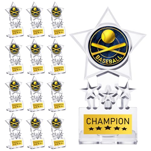 Tondiamo 12 Pack Acrylic Baseball Champion Trophy Awards, Winner Prizes