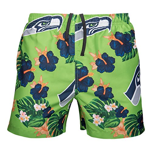 Image of FOCO NFL Mens NFL Team Logo Floral Hawaiian Swim Suit Trunks