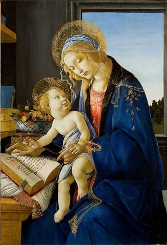 Tableau La Vierge à l'Enfant Botticelli image sur toile décoration murale salon 60x90cm
