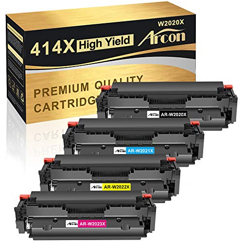 Arcon Compatible High Yield Toner Cartridge Replacement for HP 414X W2020X 414A HP Color Laserjet Pro MFP M479fdw M454dw M479fdn M454dn Toner Printer (Black Cyan Yellow Magenta, 4-Pack)