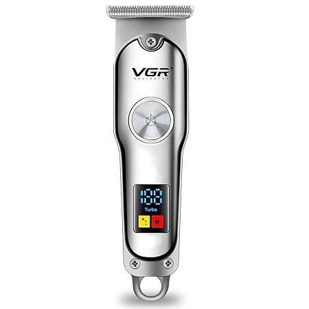 VGR V-290 Professional Hair Clipper with LED Display Runtime: 120 min Trimmer for Men (Silver)