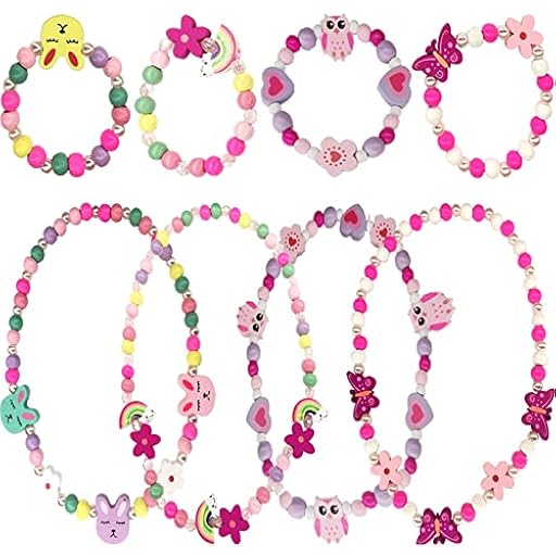 RUIJIR 4 Juego de Joyas Niños Contiene Collar Pulsera Niña Colorida Colgante de Madera Collar Pulsera Set Princesa Beads Regalo para la Fiesta de Cumpleaños Pretender | Ya disponible en tu tienda friki favorita! En mundofriki.es!