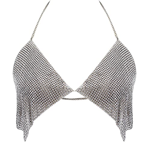 MEGAUK Damen Neckholder Bikini Oberteil Strass Bikini BH Dame Bademode...