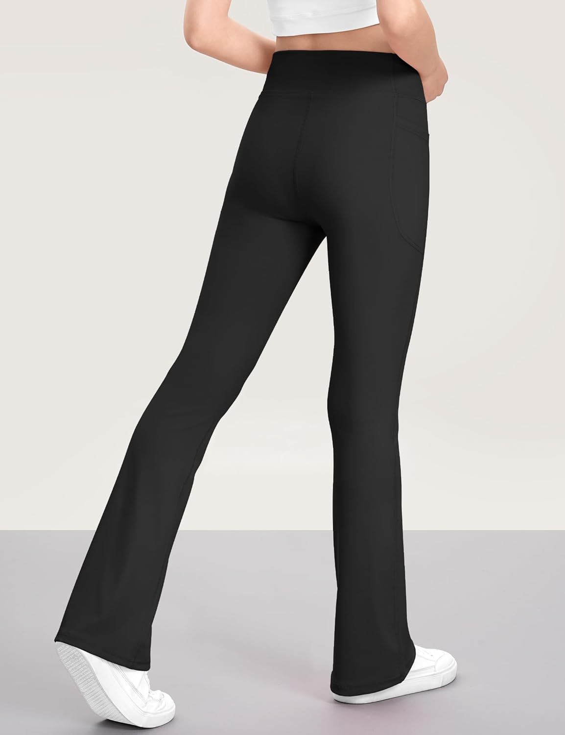 KEREDA Girls Flare Leggings High Waist Bell Bottoms for Kids Yoga Dance Pants with Pockets Ages 7-14 Years - Image 3