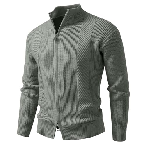 Cárdigan de punto con cremallera de hombre chaqueta cuello alto invierno casual