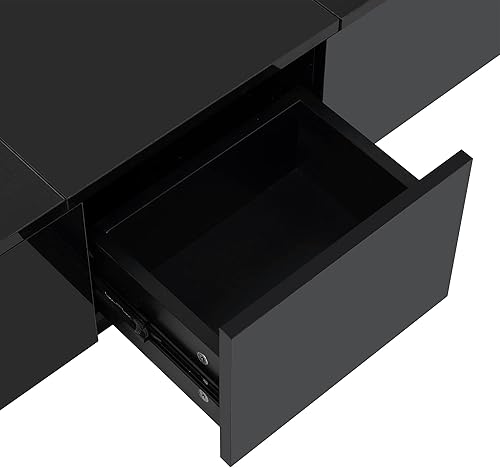Miniatura 8 de P PURLOVE Mesa auxiliar extensible para sala de estar, mesa de centro con 2 grandes compartimentos de almacenamiento ocultos, mesa de cóctel