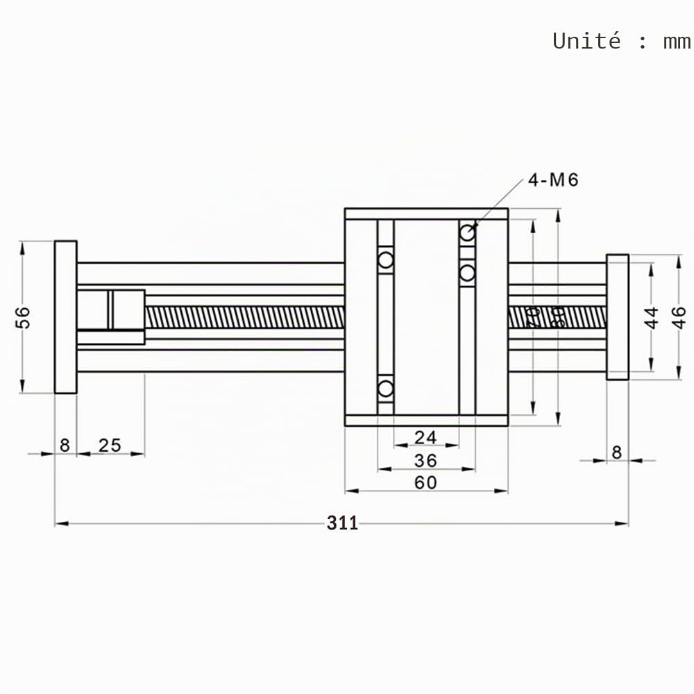 1 vis à bille SFU1605 avec moteur pas-à-pas NEMA17, longueur de course efficace de 200mm pour routeur CNC DIY Pièces X Y Z Actionneur linéaire de scène (Taille:200mm)