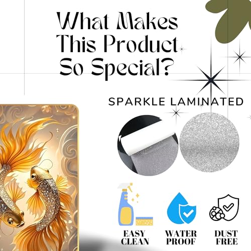 Image of Arkasto Golden Fish MDF Wall Art | Vastu Painting for Wealth & Prosperity | Golden Border Fish Wall Decor Frame for Home & Office