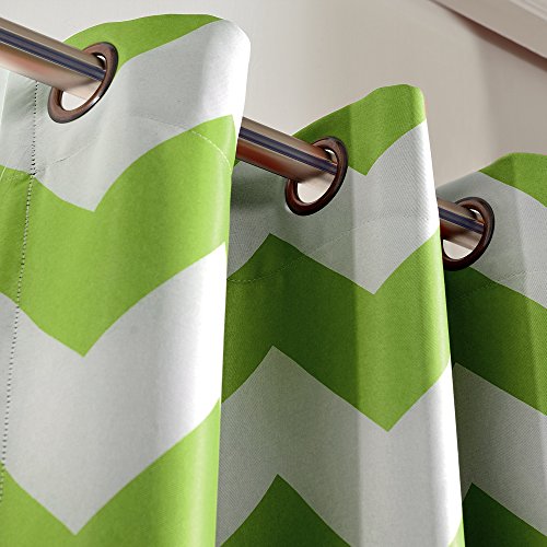 Melodieux Chevron Room Darkening Blackout Grommet Top Curtains, 52 By 63 Inch, Green (1 Panel) #TOP4