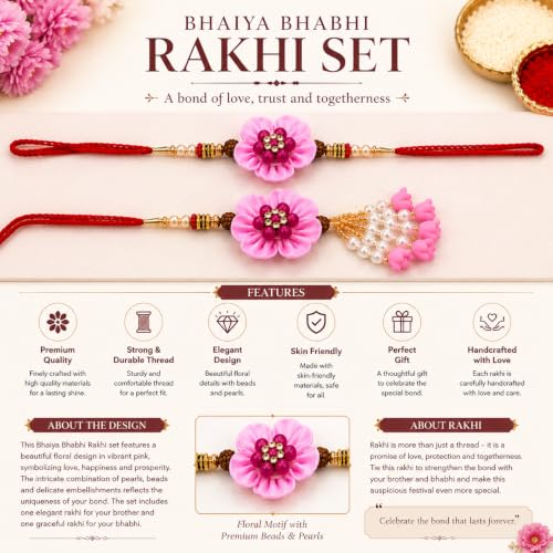 Image of JAIPUR ACE Elegant Blue inchBRO inch Designer Rakhi Gift Set with Greeting Card and Roli Chawal Pouch, Premium Brother Rakhi, Raksha Bandhan Gift for Brother, Traditional (Beautiful design Couple rakhi)