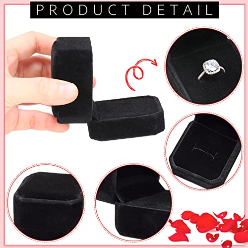 Thinkday 48 Pcs 2.13 X 2.01 X 1.54 Inch Velvet Ring Box Display Jewelry Case Storage Ring Case For Wedding Ceremony Engagement Birthday Gifts Proposal Anniversary (Black) #TOP2