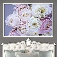 Framed Canvas Wall Art Flora Snapshot Closeup Dark Expressive Farmhouse/Country Floral Multicolor Photography Realism Single - 16x24 inches