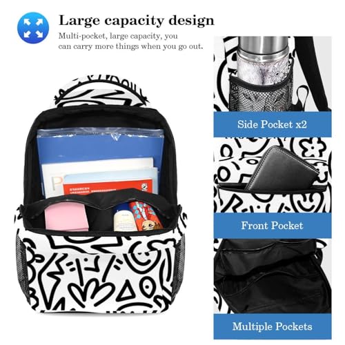 Cartable ensemble 3 pièces graffiti multicolore avec sac à dos et trousse pour ados - 3