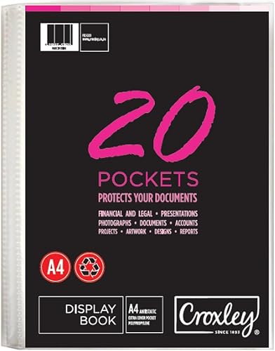 Croxley A4 Hard Case Cover Display File with 20-Pockets