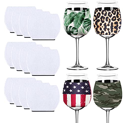 30Pcs Sublimation Blanks Products - Wine Glass Sleeve Sublimation Neoprene Insulator Cover, DIY Wine Glass Sublimation Blanks Supplies