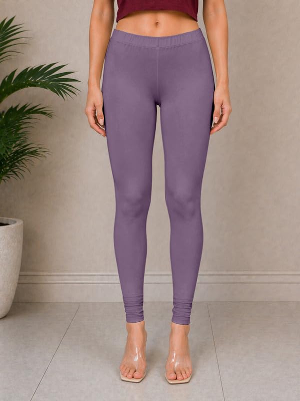 Image of TRENDMALLS Women's Microfiber Elastane Stretch Soft Churidar Length Leggings with Ultrasoft Waistband