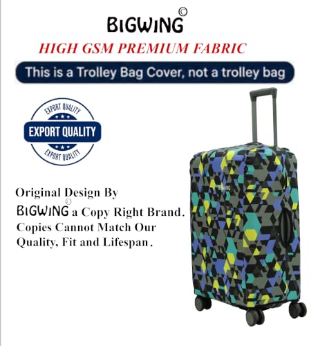 Image of BIGWING Protective Luggage Cover in Polyester Fabric with Abstract Multicolor Print for | Large Size 28' inch 75 cm | Hard Luggage (Fiber) Trolley Bag Cover