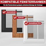 ZUIYIN Fliegengitter Fenster 150x250 cm, Insektenschutz Fenster ohne Bohren, Fliegennetz mit Upgrade 2.0 Klettband, Mückennetz Fenster, Fenstergitter Insektenschutz Schwarz