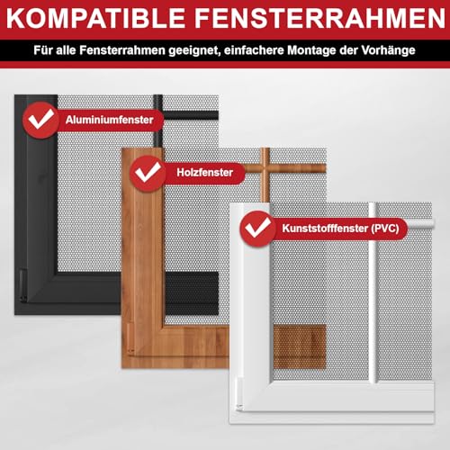 ZUIYIN Fliegengitter Fenster 150x250 cm, Insektenschutz Fenster ohne Bohren, Fliegennetz mit Upgrade 2.0 Klettband, Mückennetz Fenster, Fenstergitter Insektenschutz Schwarz