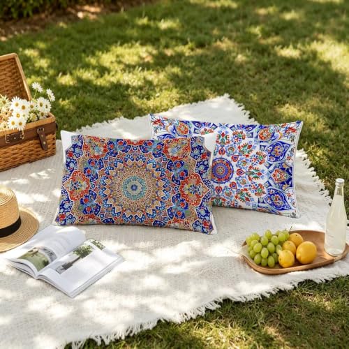 Housse coussin extérieur imperméable 40x60 en lin de qualité supérieure pour patio - 3