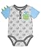 Jurassic Baby Boys 4 Piece Clothing Set | One-Piece Bodysuit, Gel Overlay Shorts, Short Sleeve T-Shirt, Jogging Pants (Grey/Blue/Green, 3 Months)