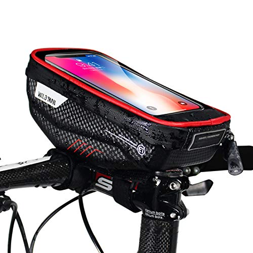 Bike Handlebar Bag, Waterproof Bicycle Frame Bag Cycling Front Top Tube Pouch Pannier Bike Phone Mount Holder Stand for iP.