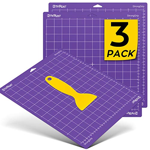 Image of HTVRONT Strong Grip Cutting Mat, 3 Pack Cutting Mat 12x12 Compatible with Cricut Maker 4 /Maker 3 /Maker /Explore 5 /4 /3 /Air 2 /One, Strong Adhesive Sticky Quilting Cutting Mats Replacement Accessories