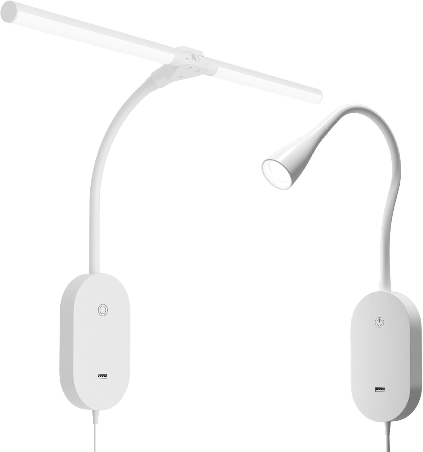 Office Light Set | 1 Ultra Wide 2-Heads Wall Lights & 1 Focused Wall Mount Reading Light Bundle