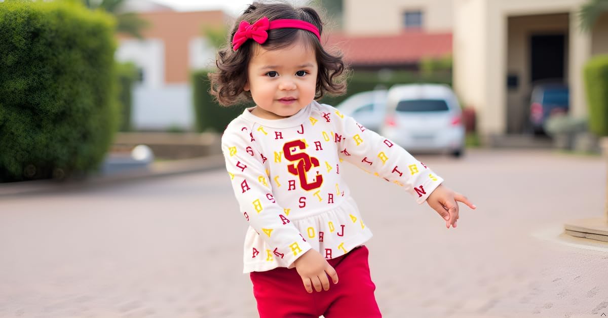 Wes and Willy Infant and Toddler Girls College Team All Over Logo Outfit