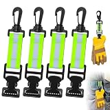 NICEWAT 4 Stück Feuerwehr Handschuhhalter, Reflektierende Streifen Handschuh Clips Halterung, Handschuh Halterung mit Metallspange, Grün Handschuhe Halter für Handschuhen, Schutzhelmen, Handtüchern