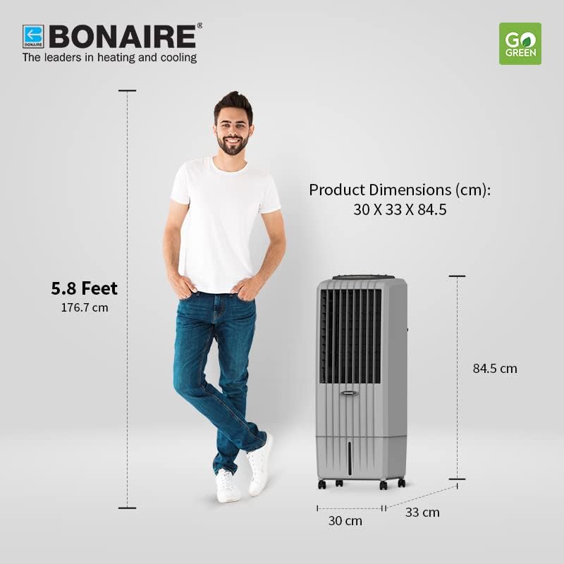 Diagram der viser produktets dimensioner: 30 cm bredde, 33 cm dybde, 84.5 cm højde