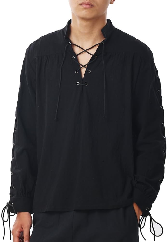 COSDREAMER Mens Shirt Medieval Renaissance Viking Pirate Shirt Tops Blouses