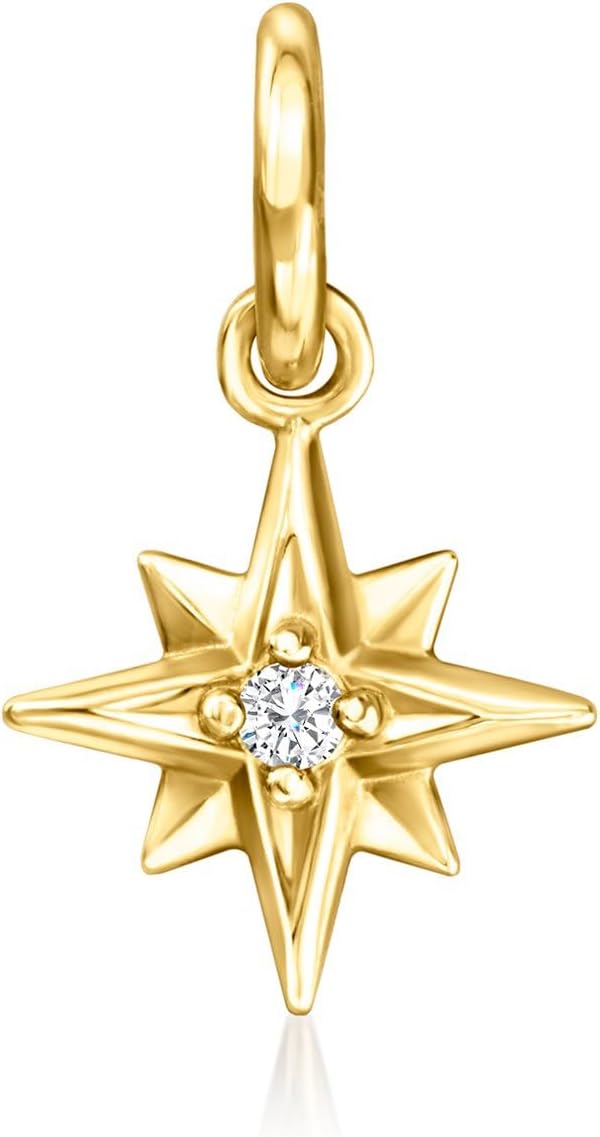 Pure Collection by Ross-Simons Diamond North Star Charm in 14kt Yellow Gold