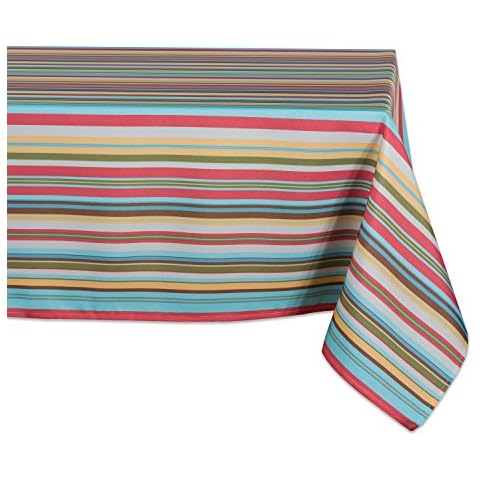 DII Striped Summer Print Tablecloth 60x84 Cover