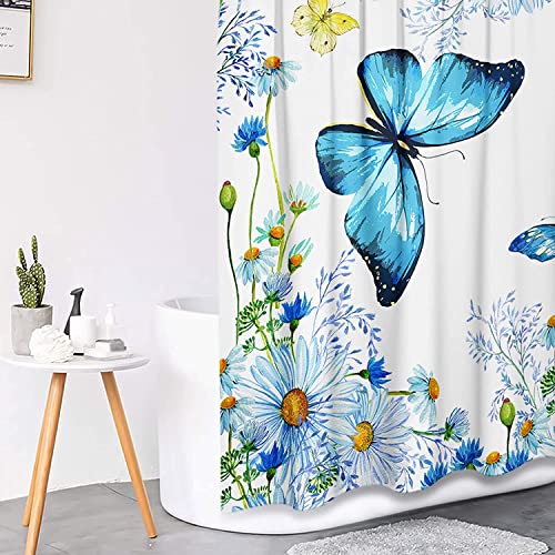 4-teiliges Blumenduschvorhang-Set mit rutschfestem Teppich, Toilettendeckelabdeckung Badematte wasserdichtem… – Bild 4