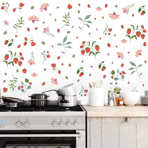 Vinilos decorativos de fresas y frutas para pared miniatura 6
