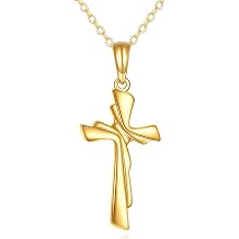 KECHO 14K Solid Gold Cross Pendant Necklace14K Real Gold Religious Jewelry Gifts for Men Women