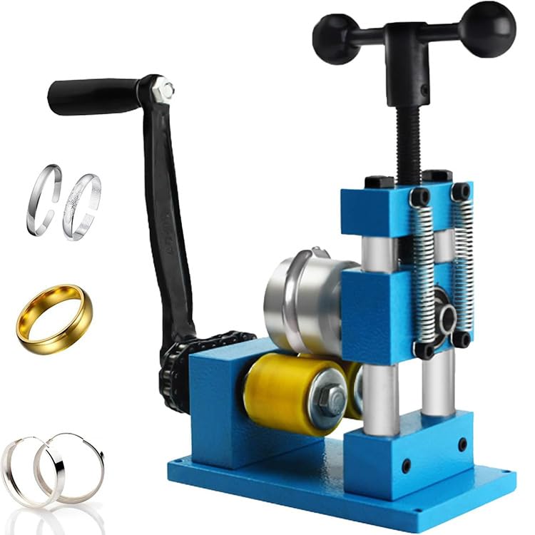 Máquina moldeadora de metal para doblar anillos y pulseras en taller de joyería