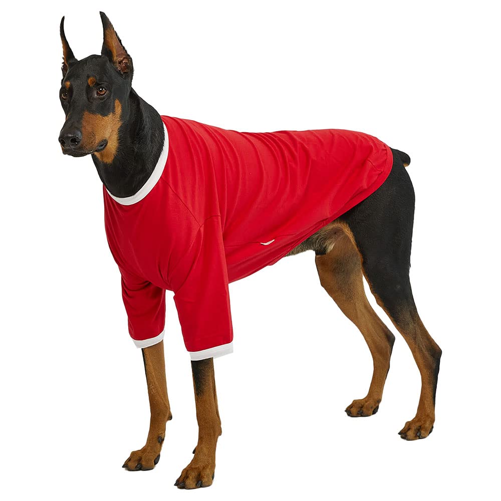 Chemise pour chien 3XL rouge et blanc en coton doux pour grand animal