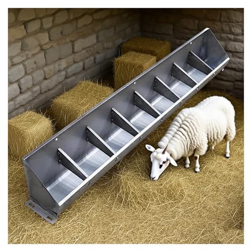 Mangiatoia per bestiame, mangiatoia per capre, 50,8 cm, 99,1 cm, 149,9 cm, 200,7 cm, dispenser per fieno appeso/terra, resistente in acciaio inox, per pecore, mangiatoia per 4/5/8/10 capre, per